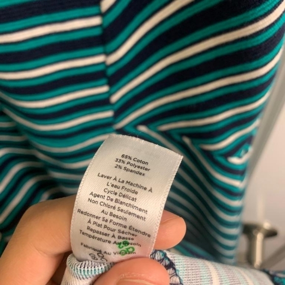 Talbots Green, White, And Black‎ Short Sleeve Dress Size M - Picture 8 of 9